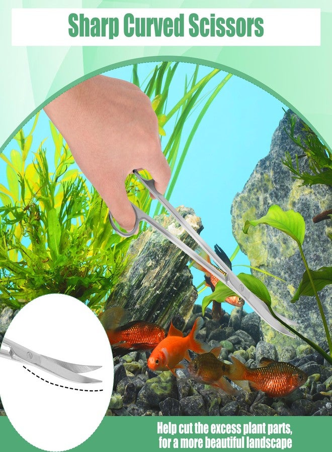 Liveek Aquarium Aquascape Tools Kit, 4 in 1 Anti-Rust Aquatic Plant Aquascaping Tool Stainless Steel Black Tweezers Scissors Spatula for Aquarium Tank Clean Fish Tank Aquascape Accessories Set - Image 3